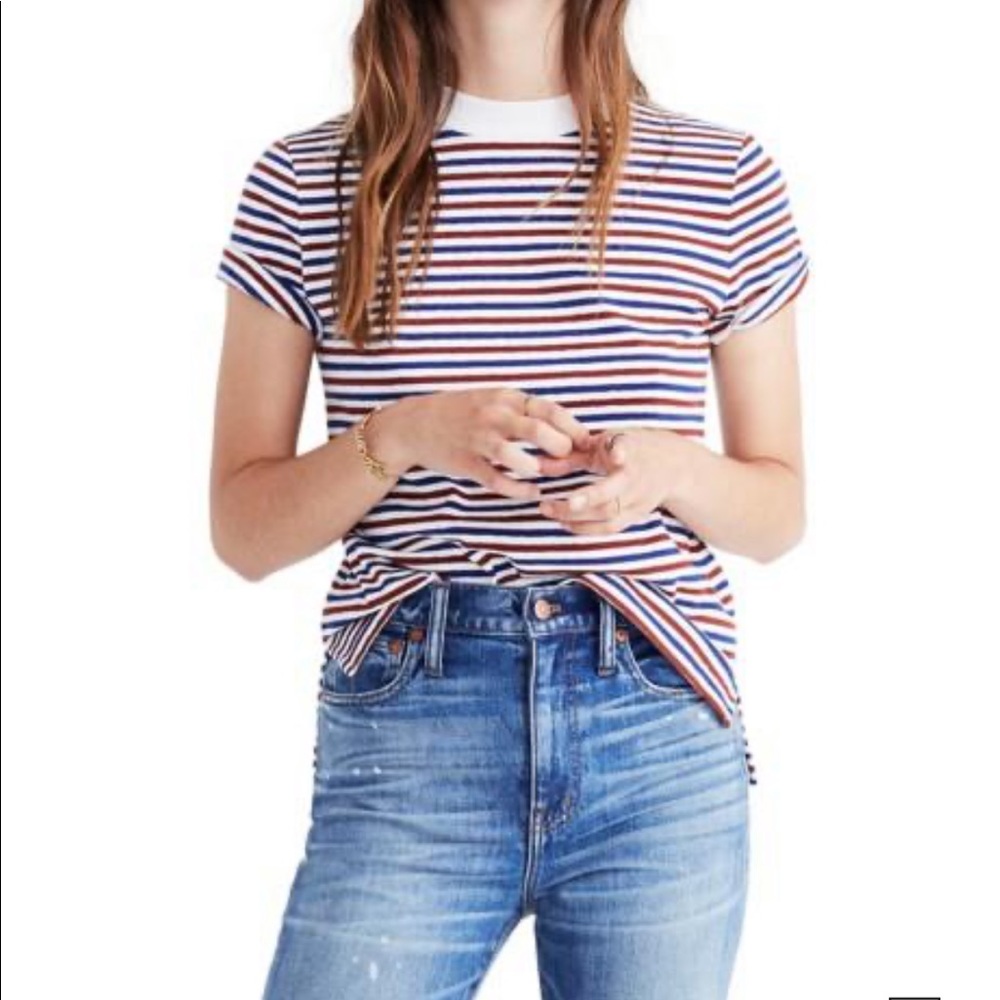 Madewell Retro Tee in Red/White/Blue Stripe Sz. XS